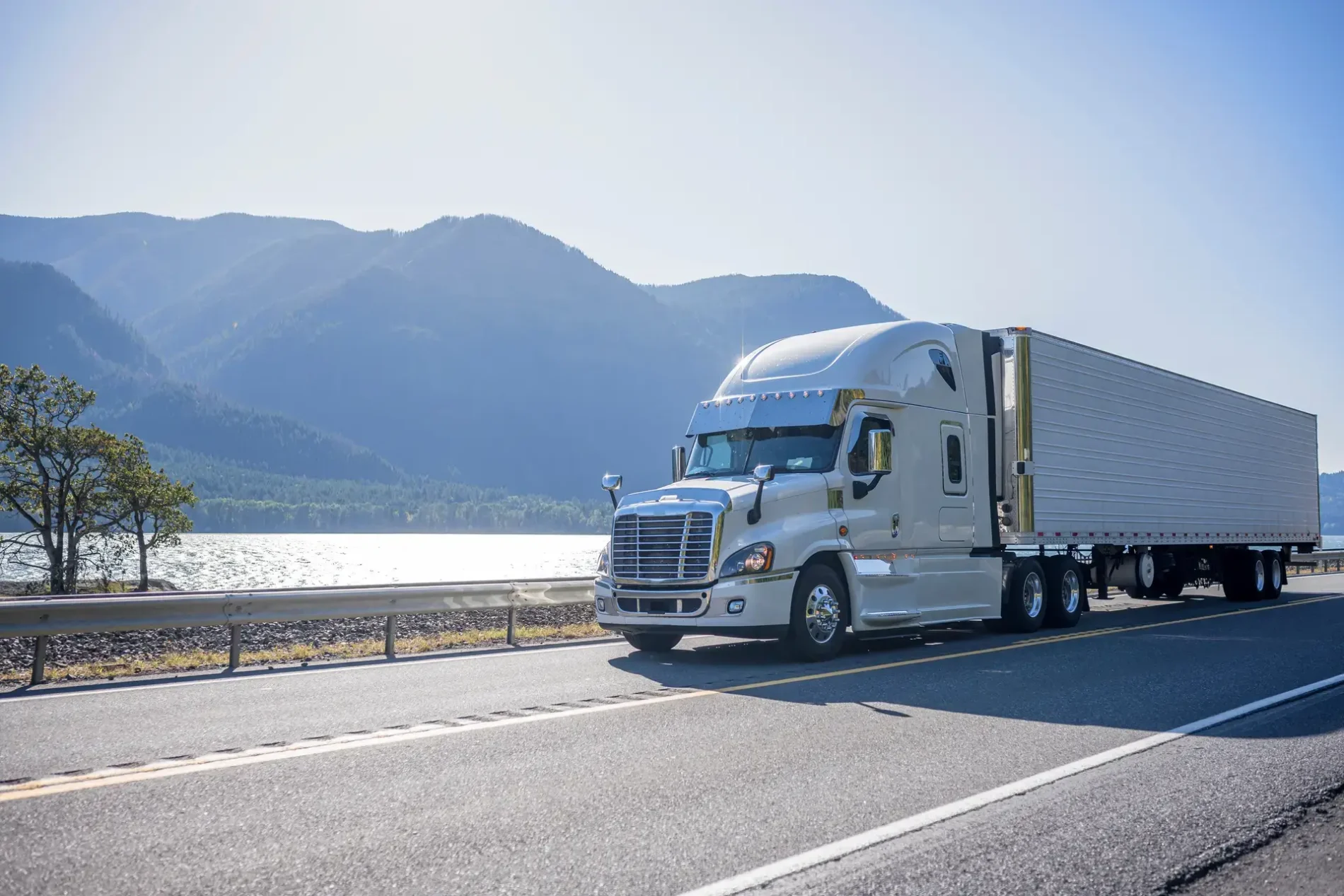 a large tractor trailer on the road